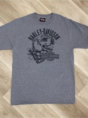 Harley-Davidson Gray Short Sleeve Tee with Dog Las Vegas Unisex Medium